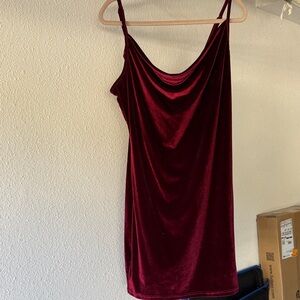 SHEIN Curve Velvet Dress in Deep Red